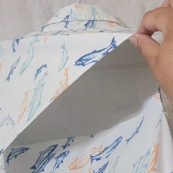 Izod Saltwater Performance Shirt Men Size XXL Short Sleeve Fish Print Stretch - Picture 11 of 14